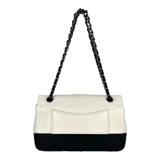 CHANEL Double Flap Bag Calf Chain Shoulder Bag - Black / White