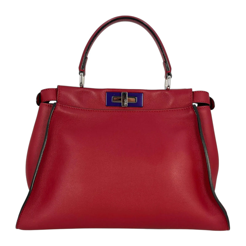 Fendi Peekaboo Iconic Medium Hand Bag Shoulder Bag - Red
