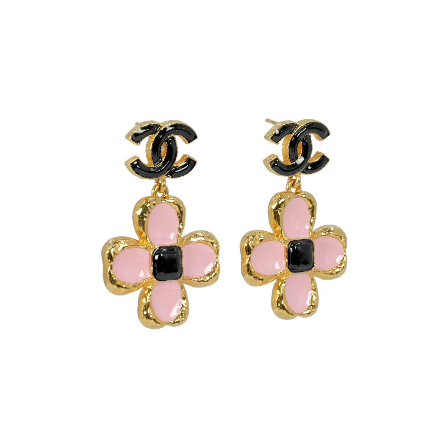 CHANEL Flower Motif Earring L23K - Black × Pink