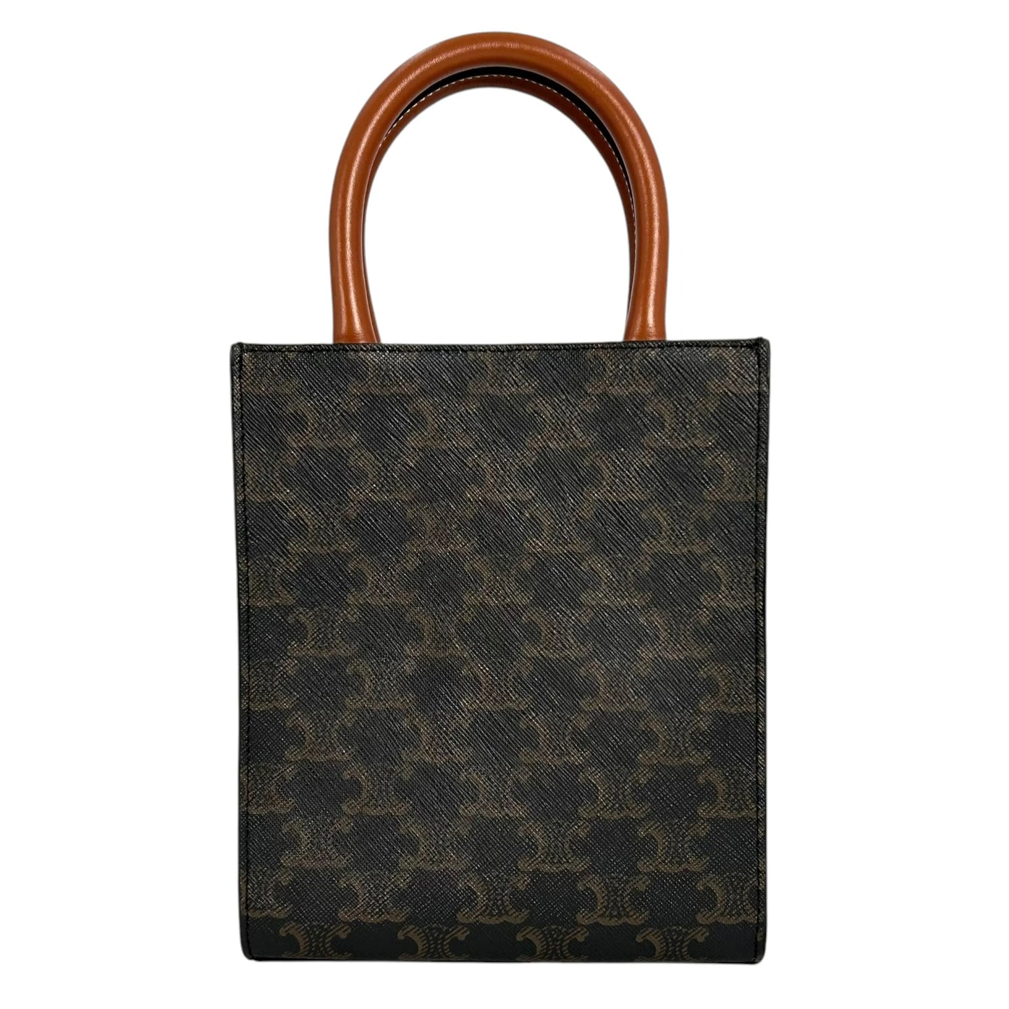 Celine Mini Vertical Cabas Triomphe Canvas Hand Bag - Brown 