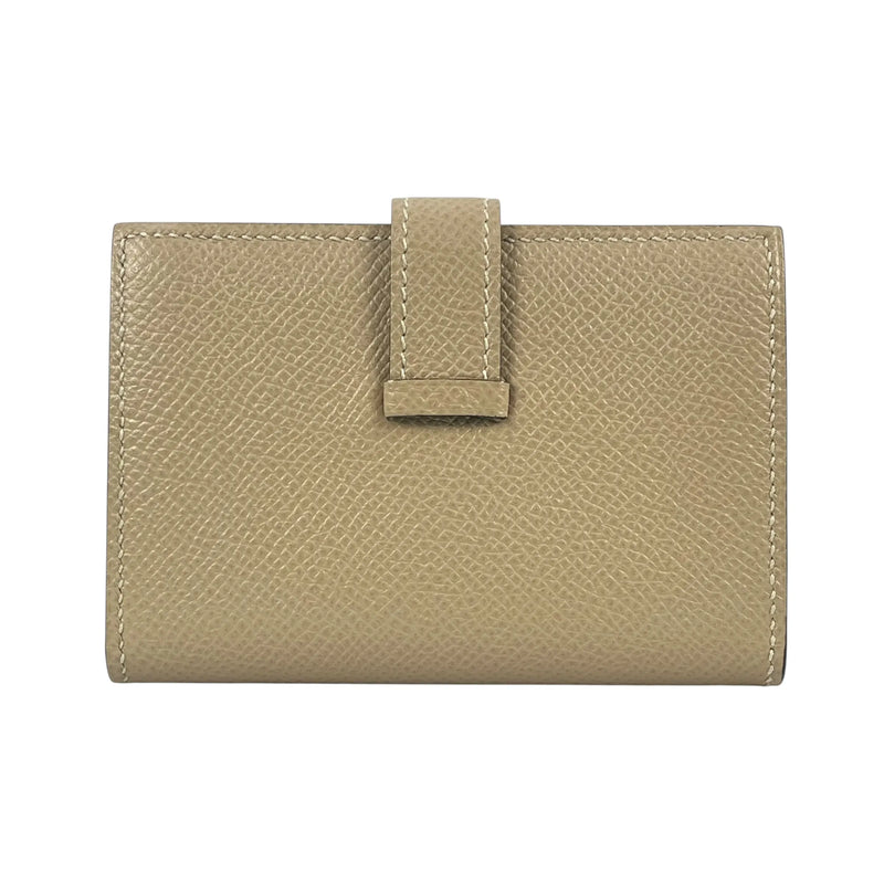 HERMES Bean Mini Business Card Holder Compact Wallet - Beige