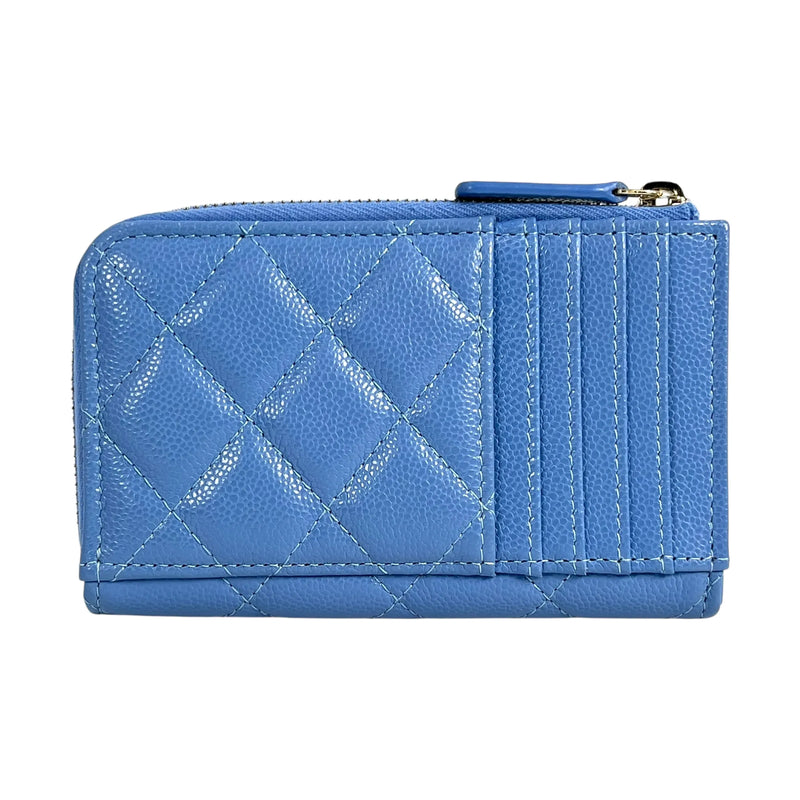 CHANEL Caviarskin Classic Zipped Coin Case - Blue