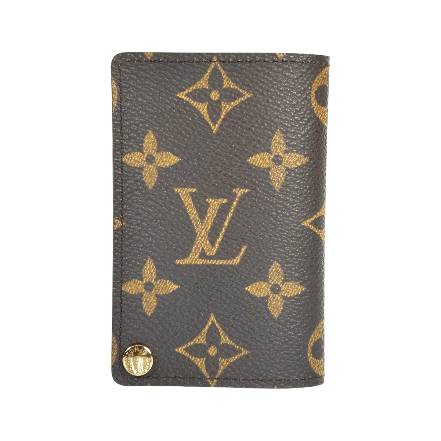 LOUIS VUITTON Porte Carte Credit Pression Monogram Canvas Card Case - Dark Brown 