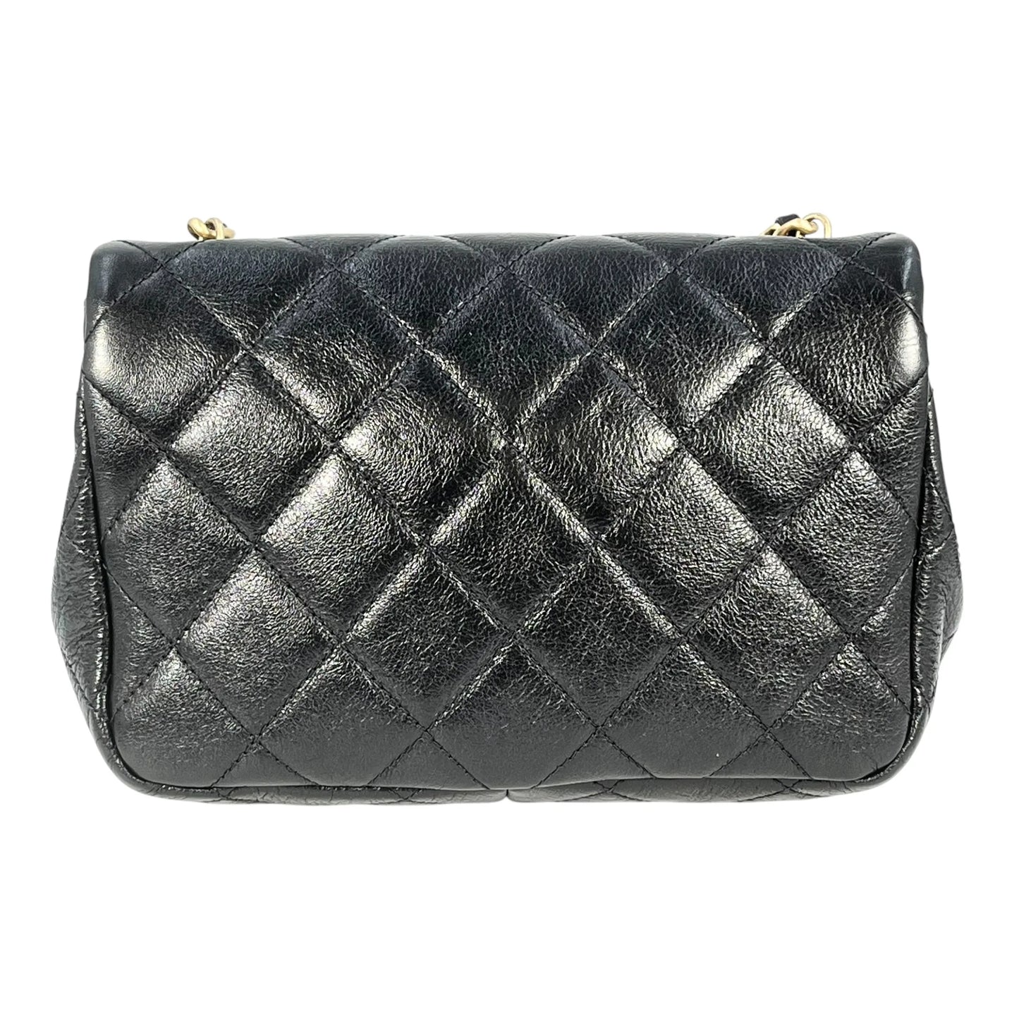 CHANEL Matelasse Lambskin Pearl Chain Shoulder Bag - Black