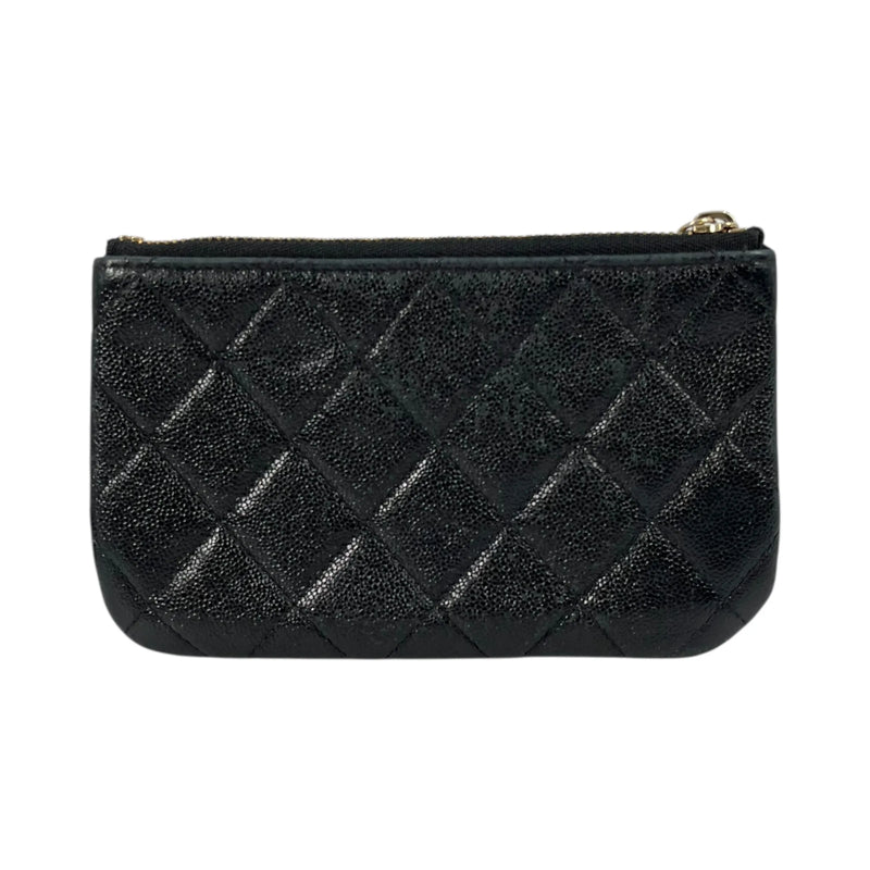CHANEL Caviar Leather Classic Zip Coin Case - Black 
