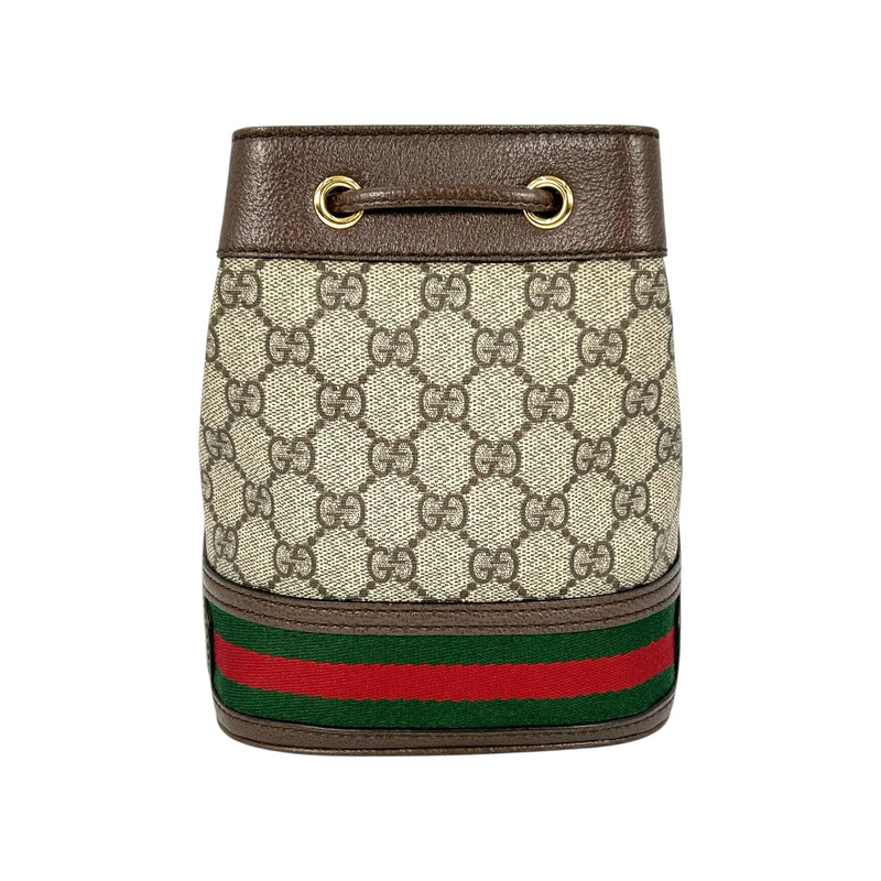 GUCCI Ophidia GG Supreme Canvas Mini Bucket Bag - Brown 
