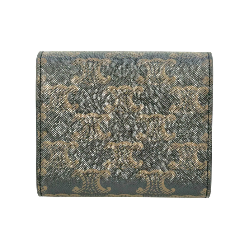 CELINE Triomphe Canvas Small Flap Compact Wallet - Dark Brown 