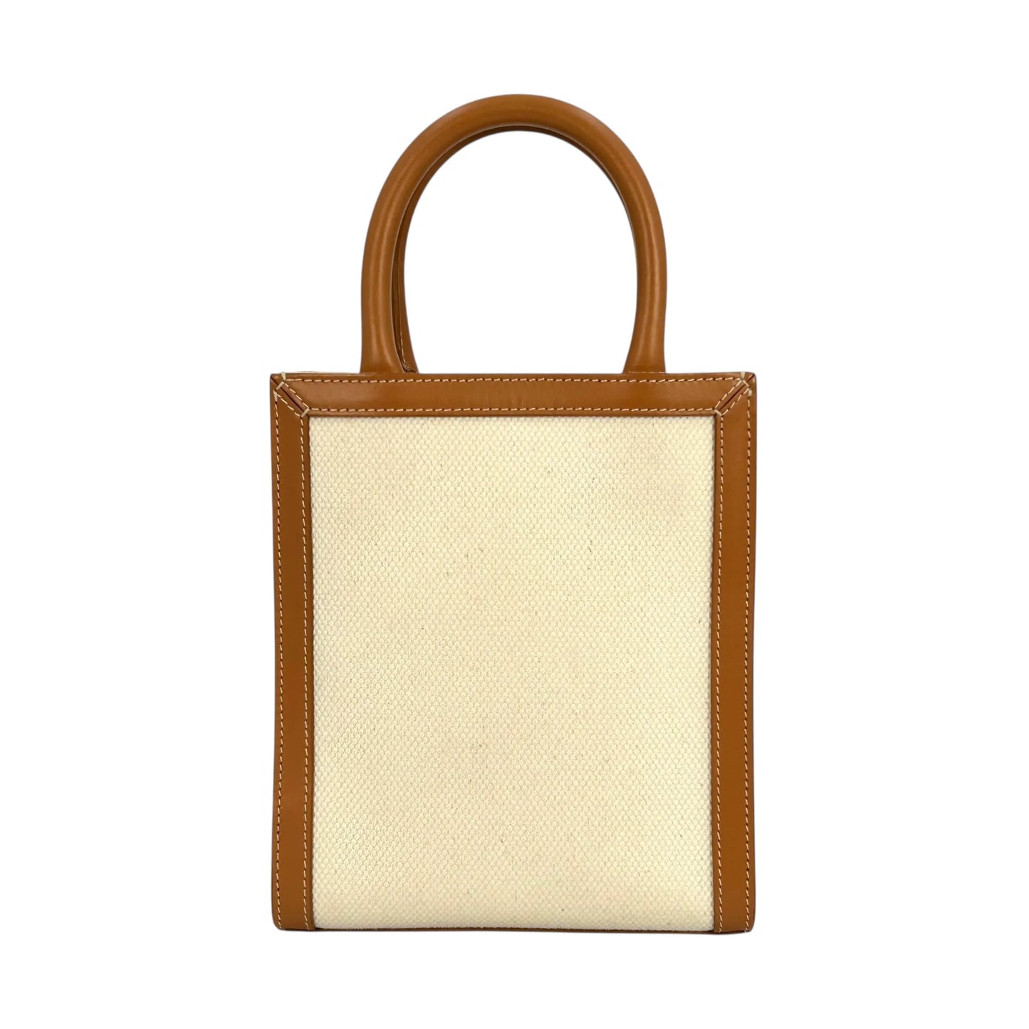 CELINE Mini Vertical Cabas Canvas Hand Bag Shoulder Bag - White