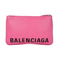 BALENCIAGA Ville Logo Leather Pouch Clutch Bag - Pink