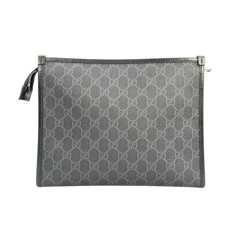 GUCCI GG Supreme Canvas Interlocking G Clutch Bag - Black 