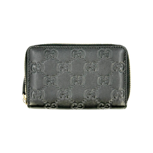 GUCCI Guccissima GG Pattern Leather Coin Case - Black 