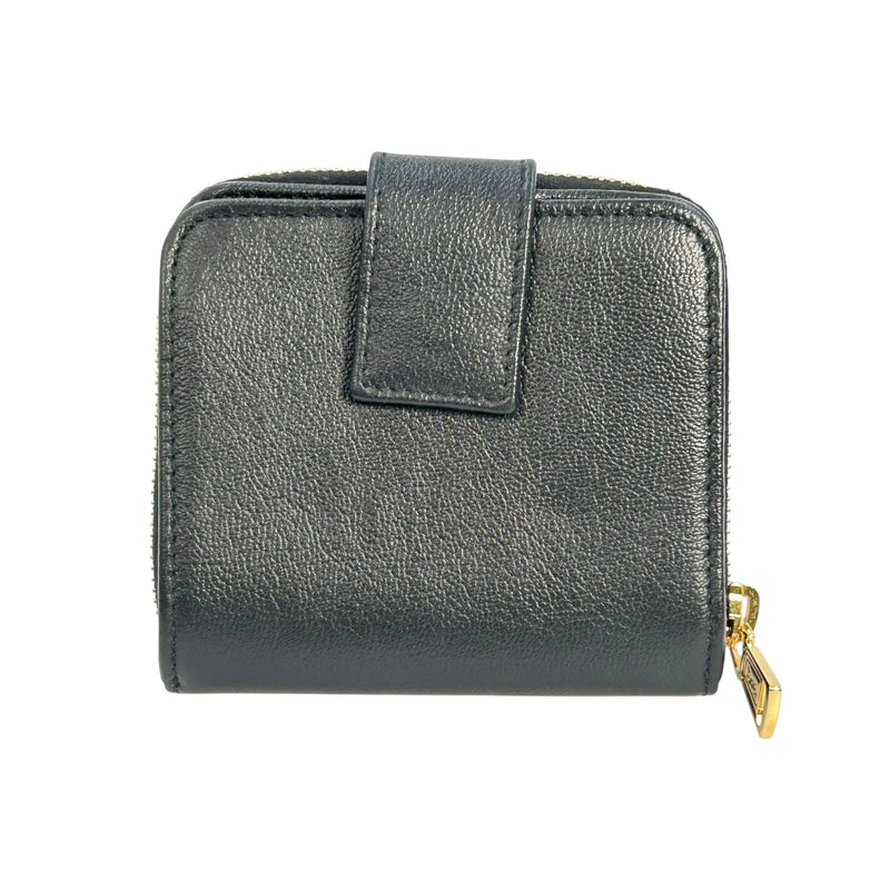 SAINT LAURENT カサンドラ ラウンドジップ レザー コンパクトウォレット - ブラック