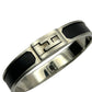 HERMES Jet Bangle Black Silver Bracelet Accessories