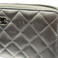 CHANEL Matlass Round Zipper Cocomark Silver