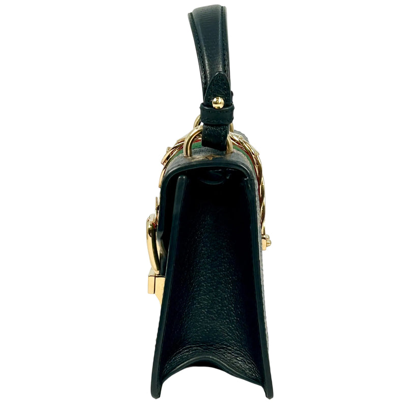 GUCCI Sylvie Web Line Hand Bag - Black