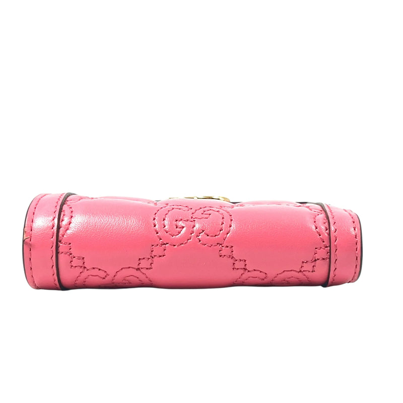 GUCCI GG Matelasse Card Case Compact Wallet - Pink
