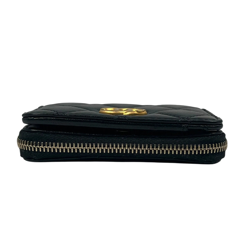 CHANEL Coco Mark Gold Hardware Compact Wallet - Black