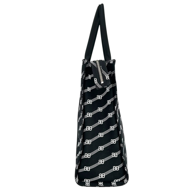 Balenciaga Large BB Monogram Hand Bag Tote Bag - Black