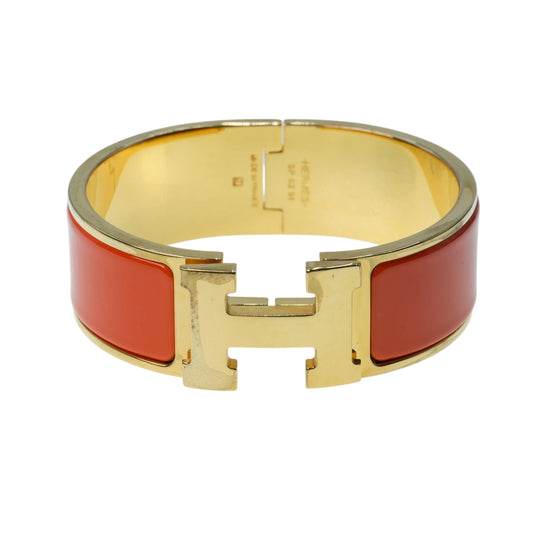 HERMES Clic Clac H Enamel GM Orange Bracelet Accessories