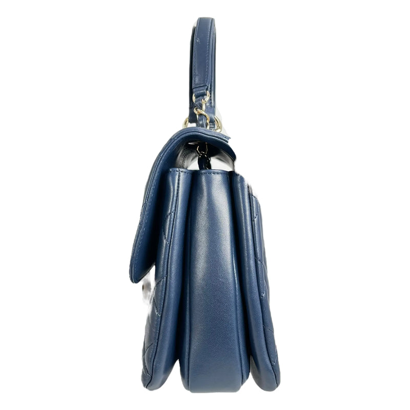 CHANEL Materasse Top Handle Trendy CC Chain Shoulder Bag - Navy