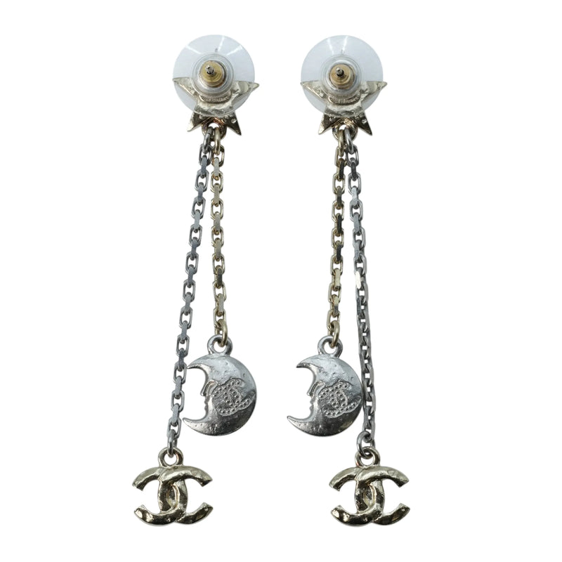 CHANEL Moon & Star CC Logo Dangle Earring 17B - Silver
