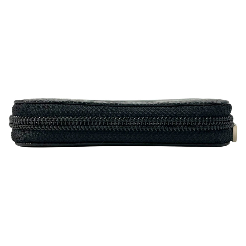 CHANEL CC Logo Caviarskin Zippy Card Case - Black
