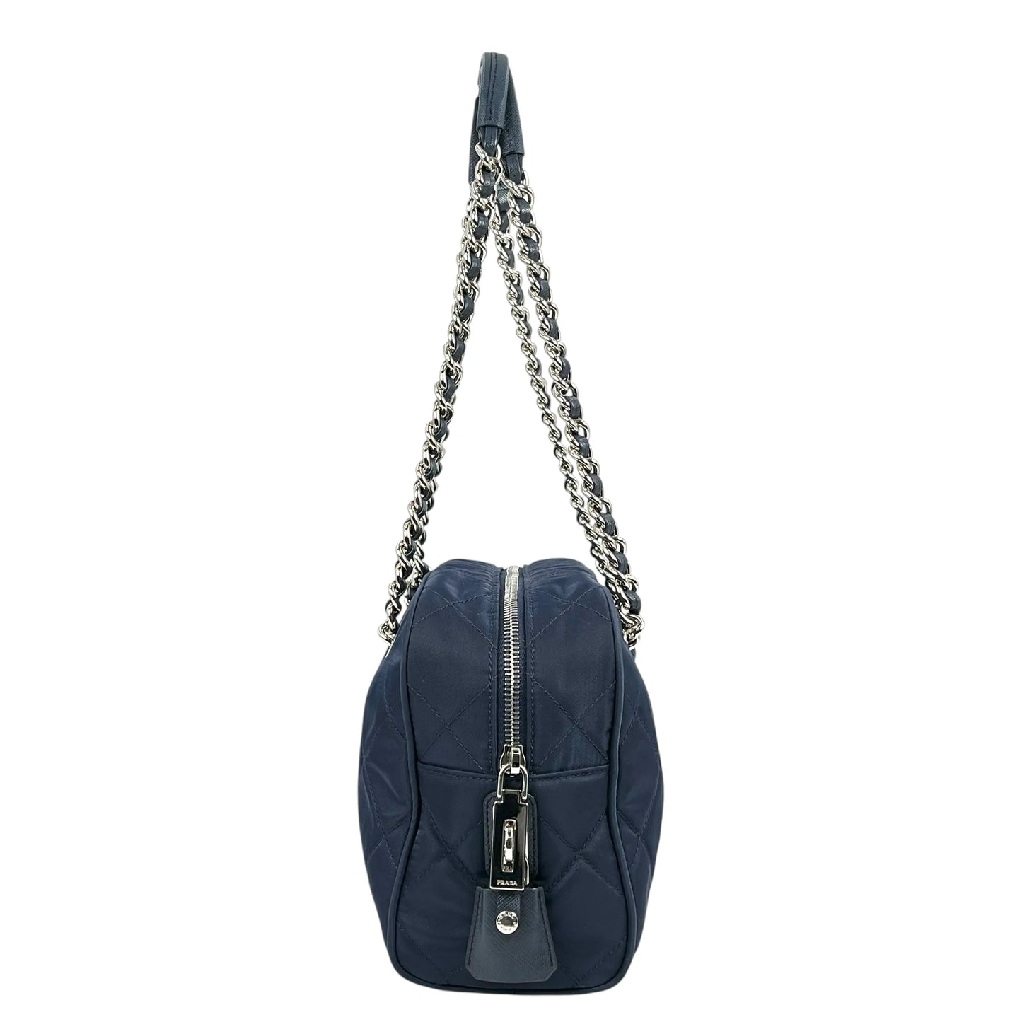 PRADA Nylon Quilting Chain Shoulder Bag - Navy