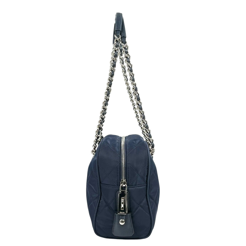 PRADA Nylon Quilting Chain Shoulder Bag - Navy