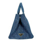 PRADA Canapa Denim Tote Bag Hand Bag - Blue
