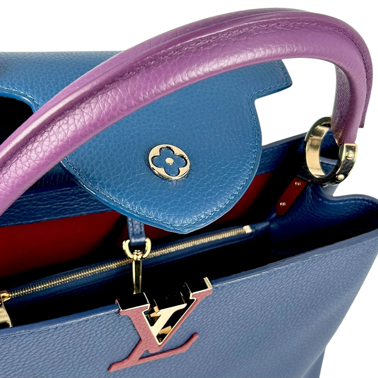 Louis Vuitton Capucines MM Taurillon Leather Hand Bag - Navy Blue