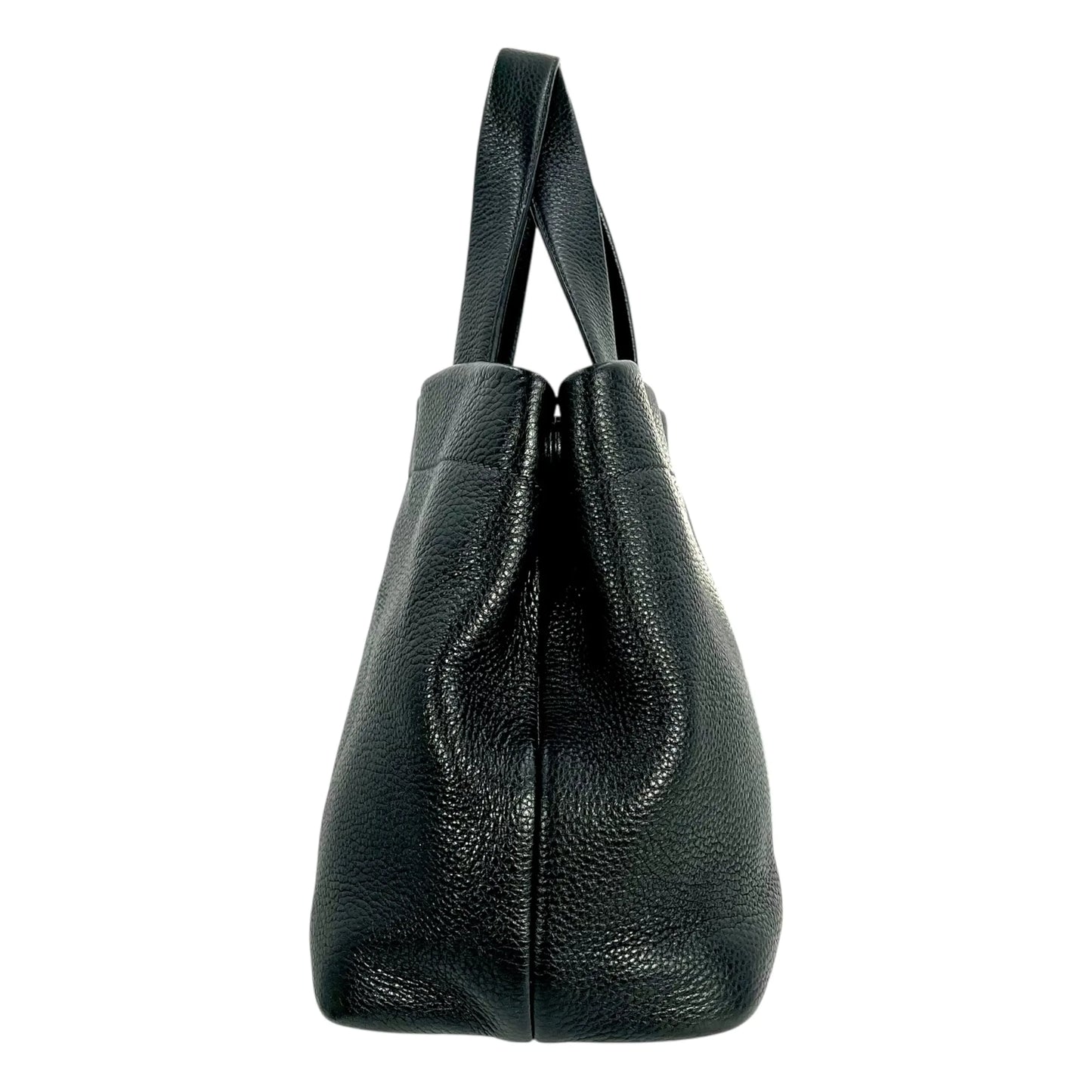 PRADA Punching Logo Hand Bag Leather - Black