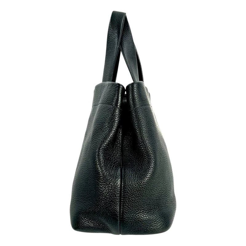 PRADA Punching Logo Hand Bag Leather - Black