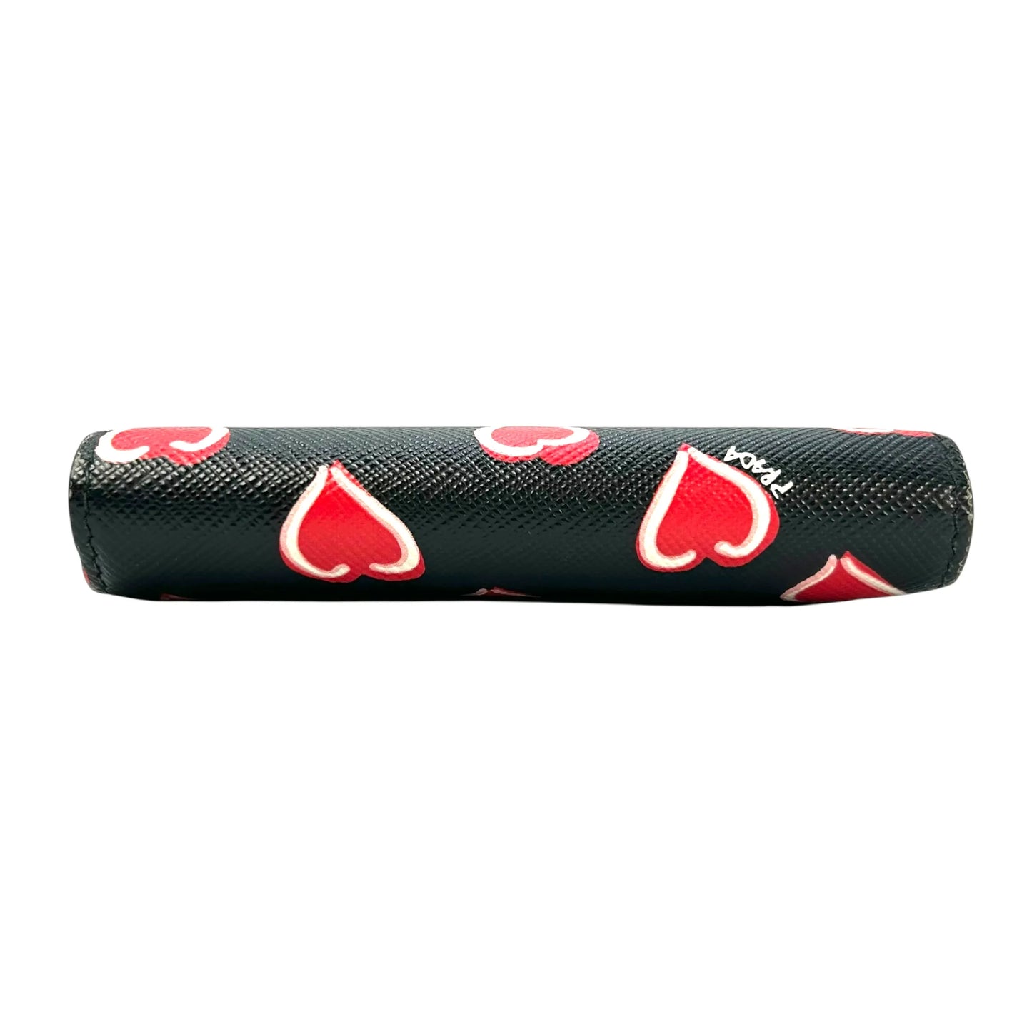 Prada Heart Print Compact Wallet - Black