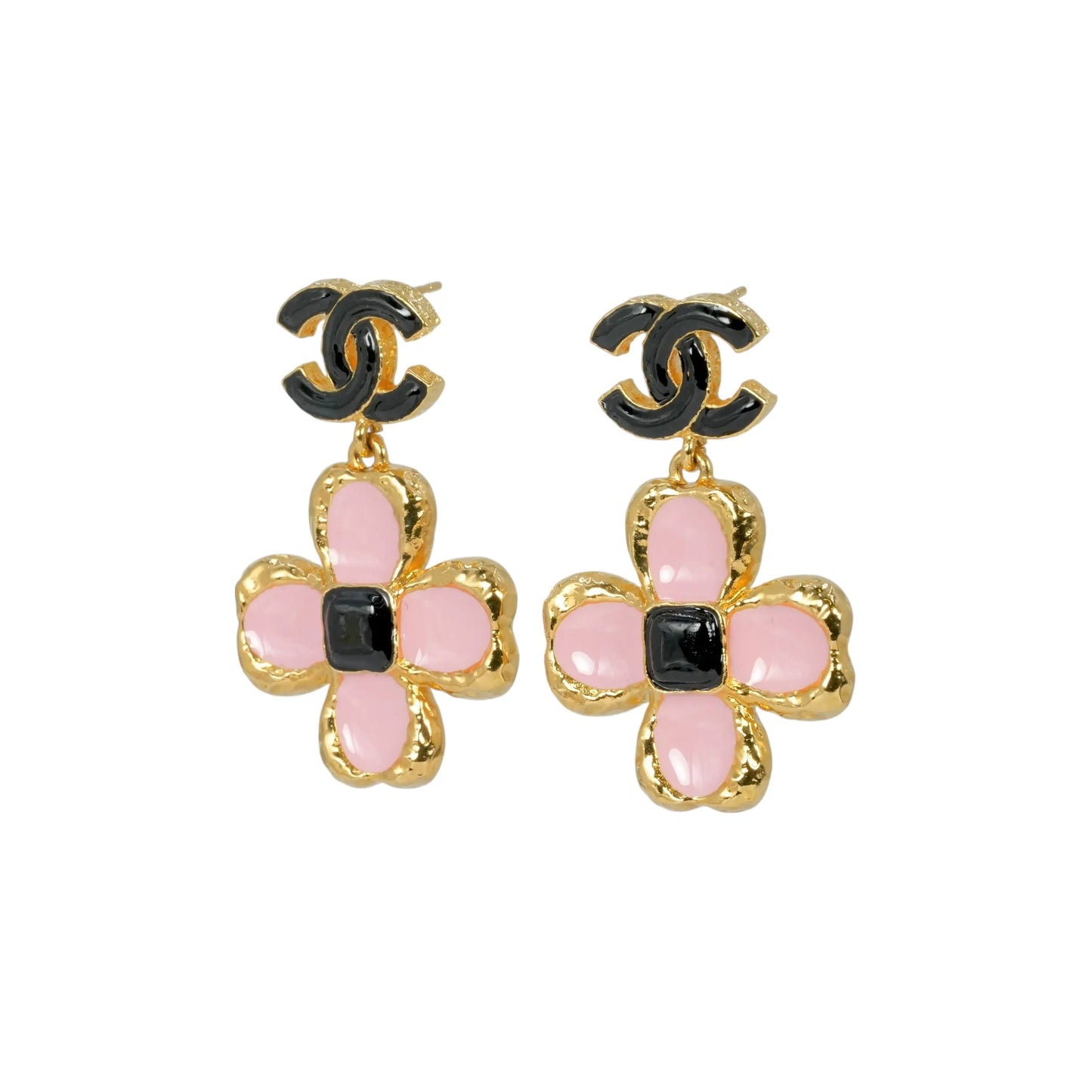 CHANEL Flower Motif Earring L23K - Black × Pink
