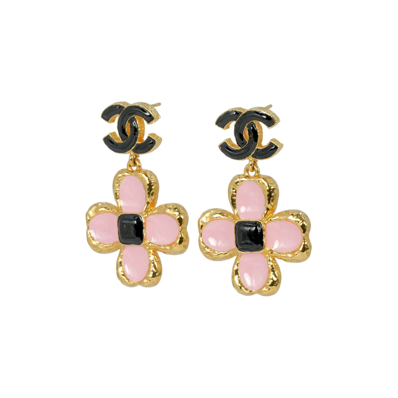CHANEL Flower Motif Earring L23K - Black × Pink