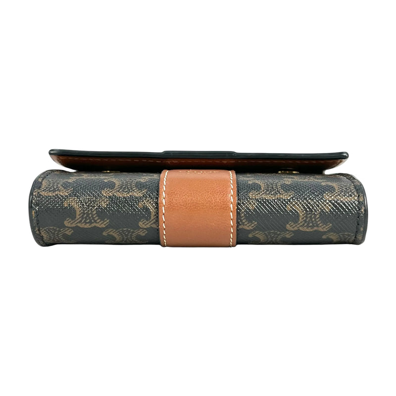 CELINE Triomphe Canvas Compact Wallet - Darkbrown