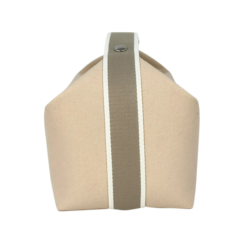 HERMES Bridesmaid Black GM Cotton Canvas Pouch - Beige