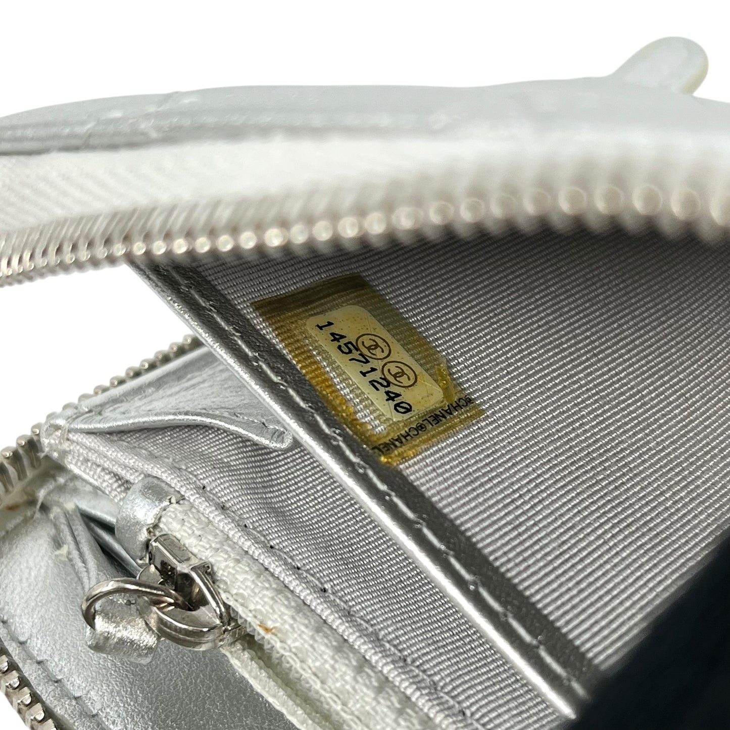 CHANEL Matlass Round Zipper Cocomark Silver