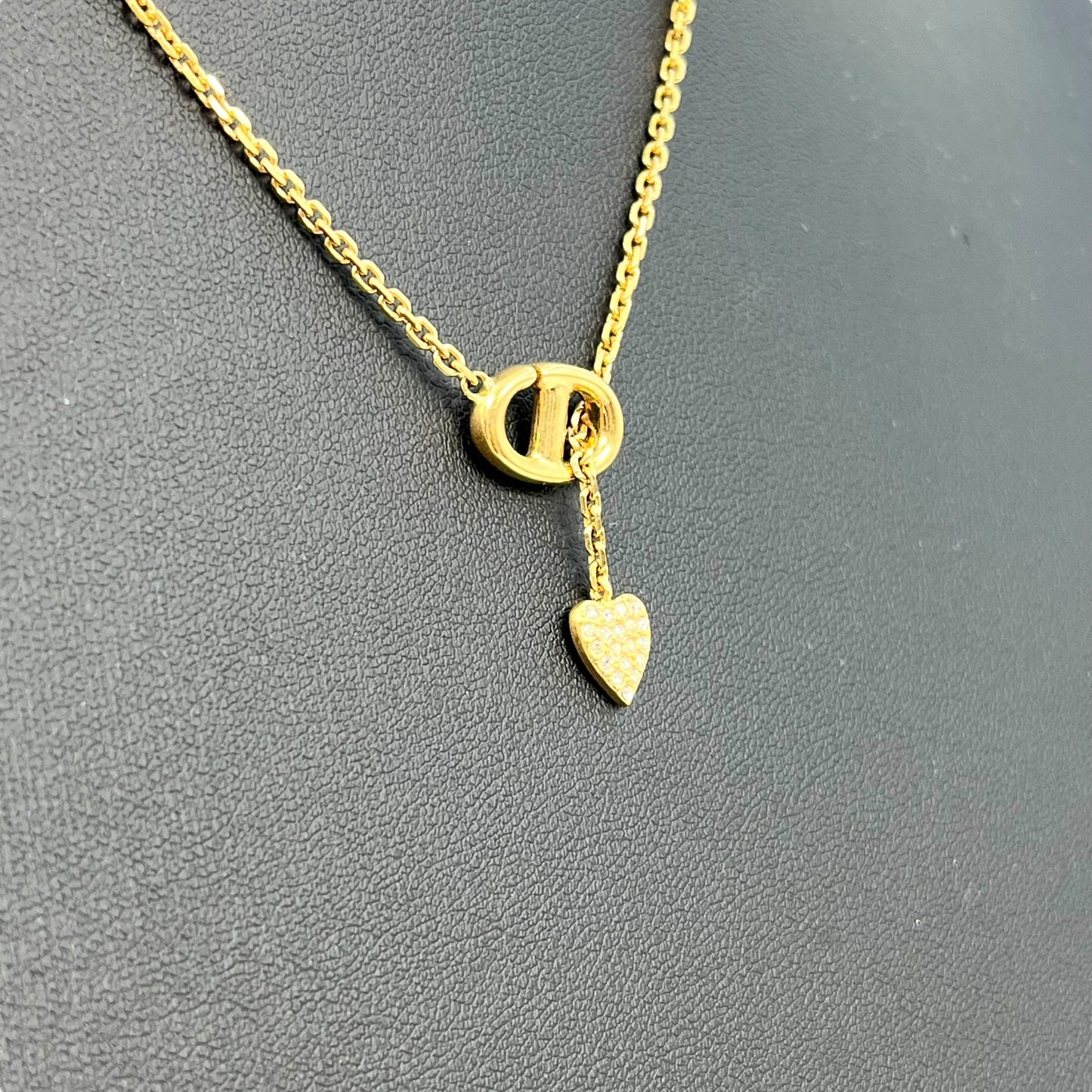 Dior CD Necklace Crystal Heart Charm