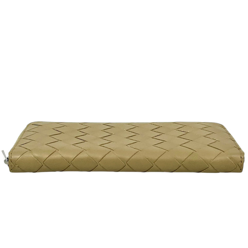 Bottega Veneta Maxi Intrecciato Zip Around Long Wallet - Beige