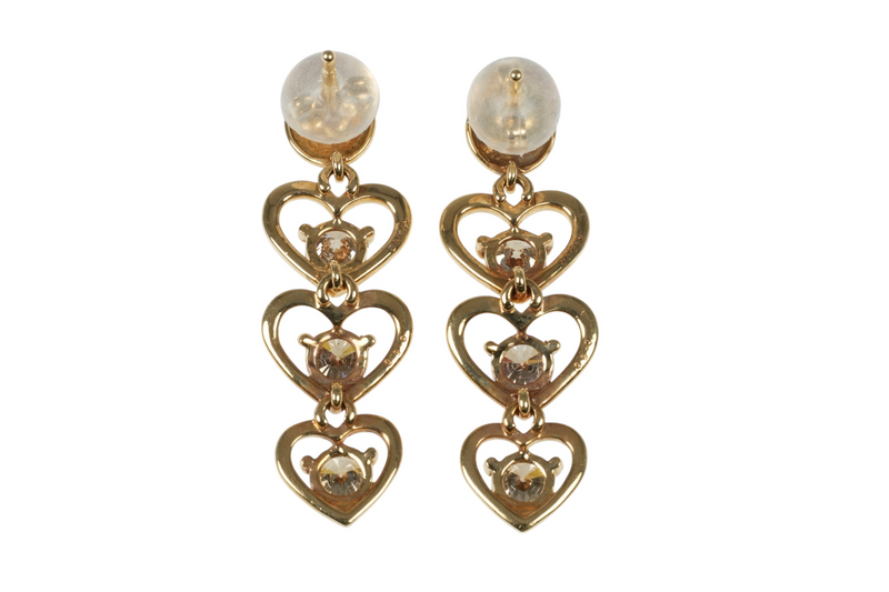 K18 Yellowgold Triple Heart Diamond 1.000cts Earring