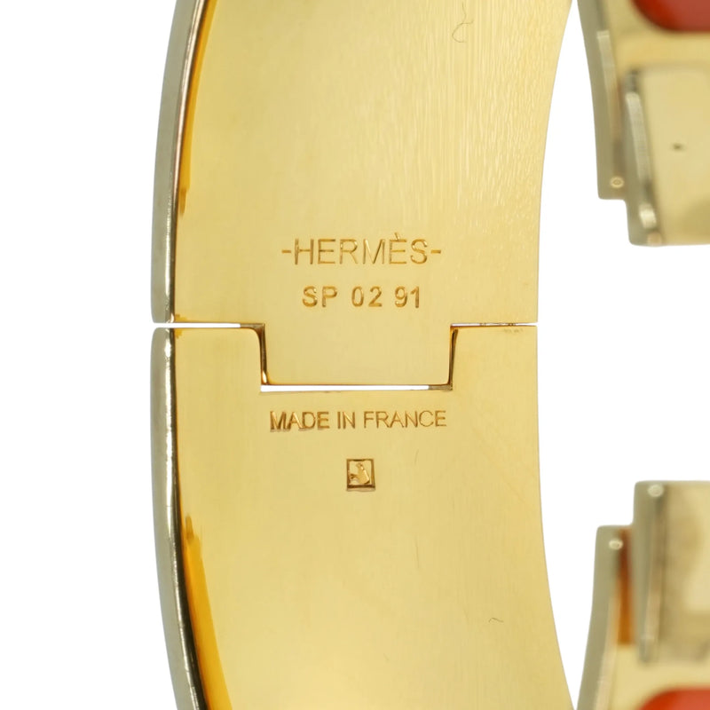 HERMES Clic Clac H Enamel GM Orange Bracelet Accessories