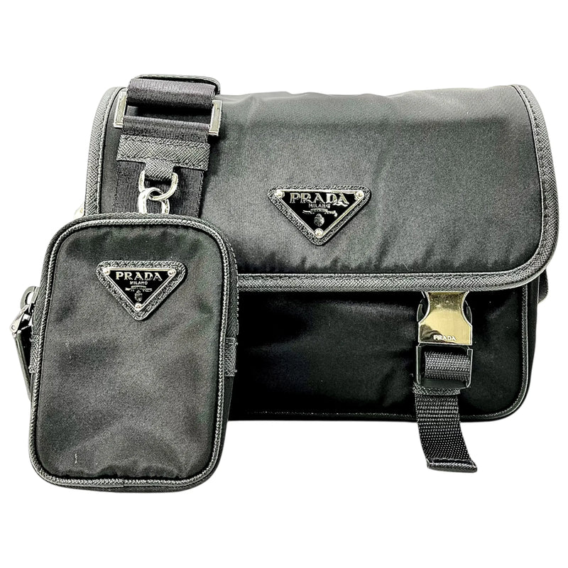 PRADA Re-Nylon Shoulder Bag with Pouch - Black