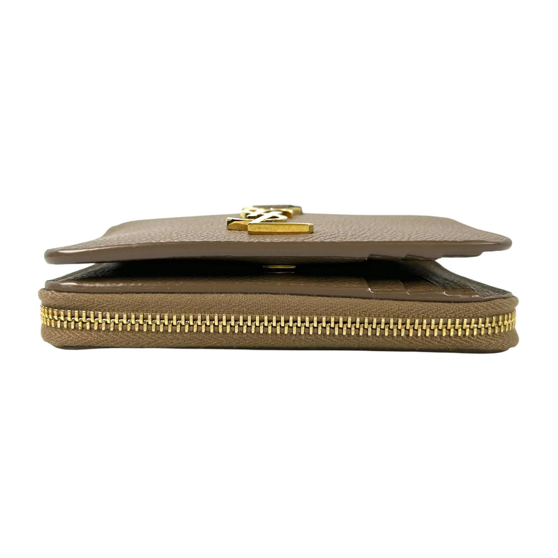 Saint Laurent YSL Zippy Compact Wallet - Beige