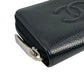 CHANEL CC Logo Caviarskin Zippy Card Case - Black