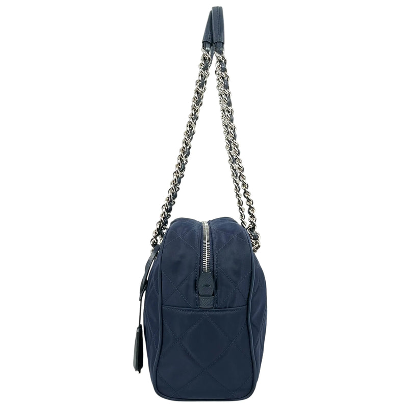 PRADA Nylon Quilting Chain Shoulder Bag - Navy