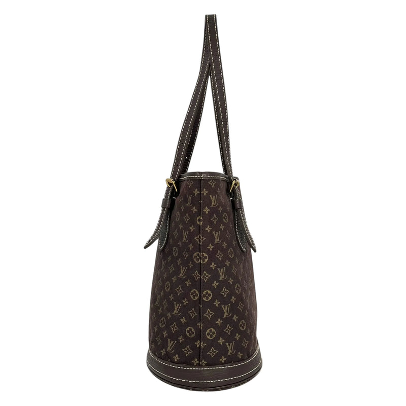 Louis Vuitton Monogram Mini Lin Bucket Bag Hand Bag - Darkbrown