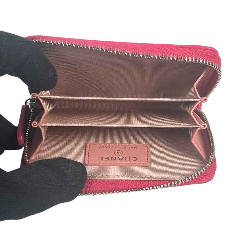 CHANEL Camellia Embossed Coin Case - Pink