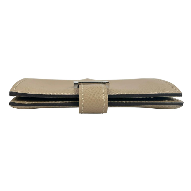 HERMES Bean Mini Business Card Holder Compact Wallet - Beige