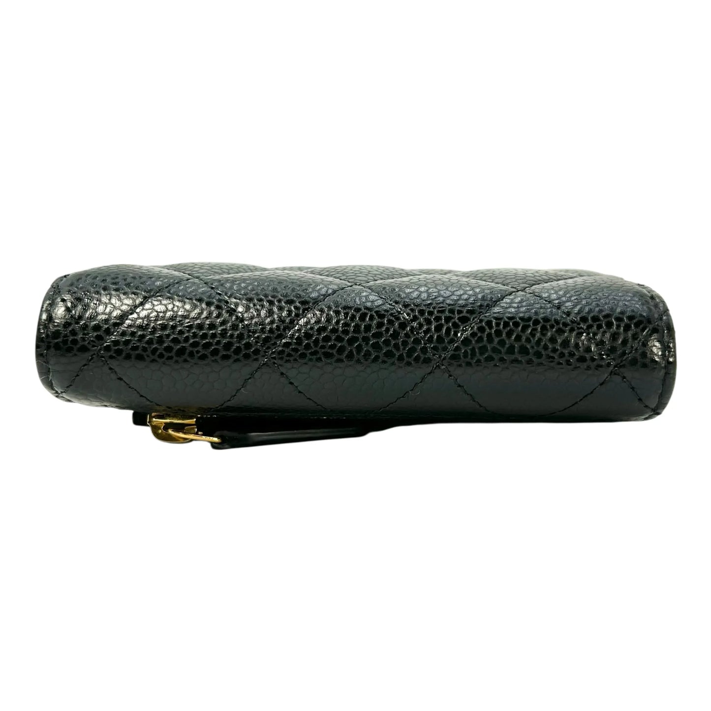 CHANEL Matelassé Caviar Leather Classic Flap Compact Wallet - Black 